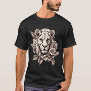 Wild Beauty: Leeuwinnen Roos Tattoo Design T-shirt
