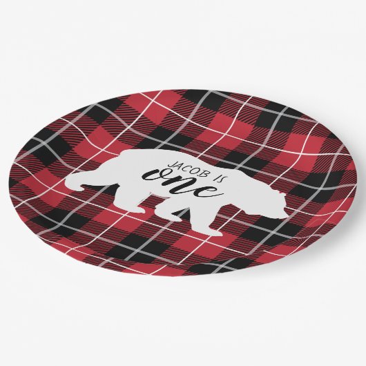Wild Beer Flanel Plaid Pattern 1e Verjaardagsfeest Papieren Bordje (Gekanteld)