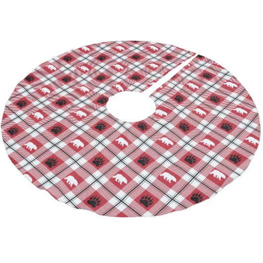 Wild Beer Pit Black Red & White Flannel Pattern Kerstboom Rok (Gekanteld)
