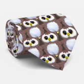 Wild Beige Baby Owl Pattern Stropdas (Opgerold)