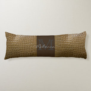 Wild beige bruin alligator krokodillenleer lichaamskussen