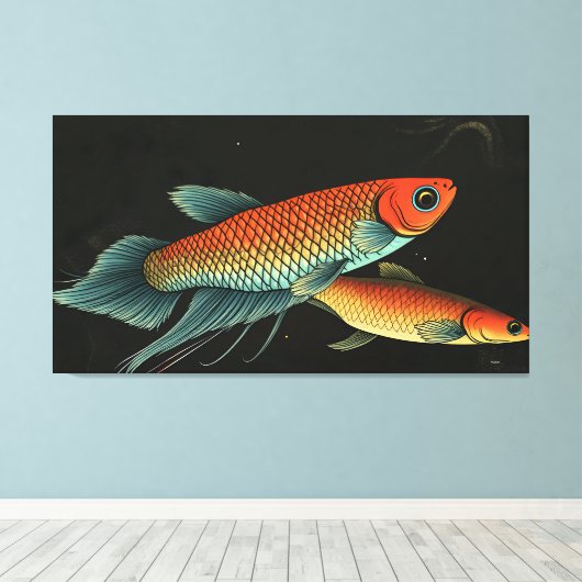 Wild Betta pair Canvas Afdruk (Insitu (Houten vloer))