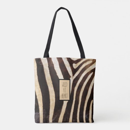 Wild bij Heart Zebra Print Draagtas (Achterkant)