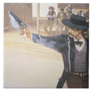 "Wild Bill" Hickok (1837-1876) toont zijn merk aan Tegeltje