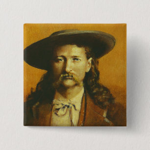 Wild Bill Hickok Illustratie Vierkante Button 5,1 Cm