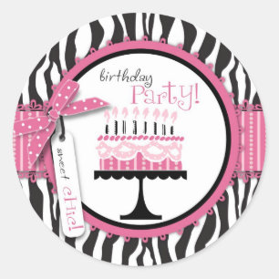 Wild Birthday Cake Sticker Roze