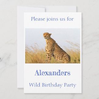 Wild Birthday Party Cheetah gepersonaliseerd Kaart