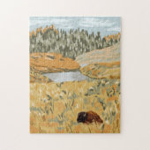 Wild Bison Meadow Nature Jigsaw Puzzle (Vertical)