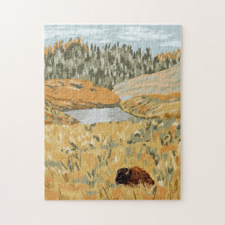 Wild Bison Meadow Natuur Jigsaw Puzzel