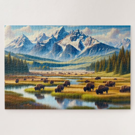 Wild Bison Valley, bergen Legpuzzel (Horizontaal)
