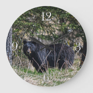 Wild Black Beer & Forest Wildlife Photo Wall Clock Grote Klok