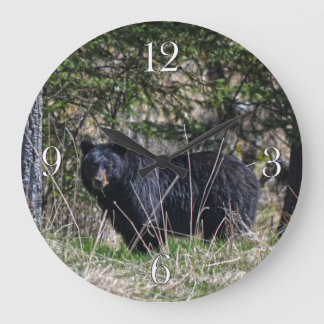 Wild Black Beer & Forest Wildlife Photo Wall Clock Grote Klok