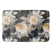 Wild Black Cream Leopard Animal Floral Badmat (Voorkant)