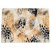 Wild Black Cream Leopard Animal Floral Groot Cadeauzakje (Voorkant)