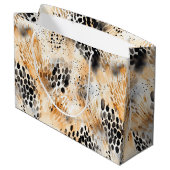 Wild Black Cream Leopard Animal Floral Groot Cadeauzakje (Achterkant Gekanteld)