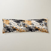 Wild Black Cream Leopard Animal Floral Lichaamskussen (Achterkant)