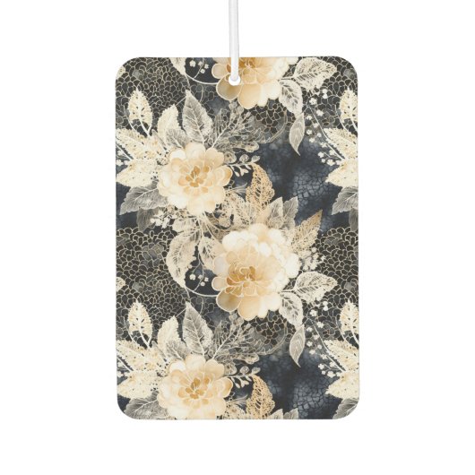 Wild Black Cream Leopard Animal Floral Luchtverfrisser (Voorkant)