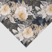 Wild Black Cream Leopard Animal Floral Tissuepapier (Detail)