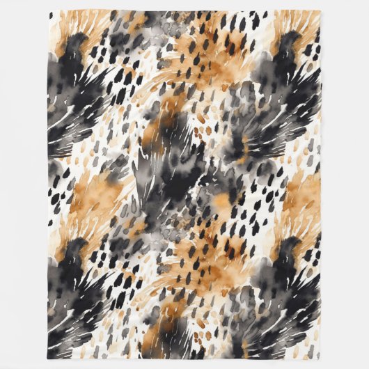 Wild Black Cream Leopard Animal Print Fleece Deken (Voorkant)