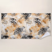 Wild Black Cream Leopard Animal Strandlaken (Voorkant)