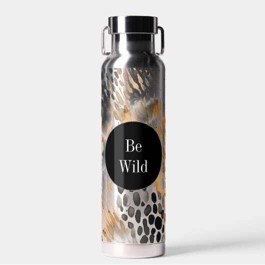 Wild Black Cream Leopard Animal Waterfles (Voorkant)