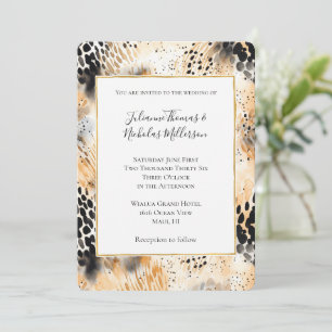 Wild Black Cream Leopard Animal Wedding Kaart
