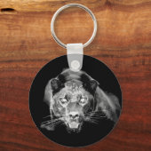 Wild Black Jaguar Cat Roars Sleutelhanger (Voorkant)