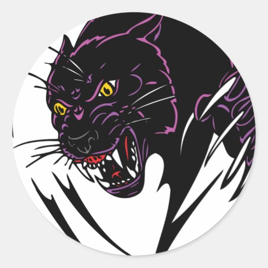 Wild Black Panther Ronde Sticker (Voorkant)