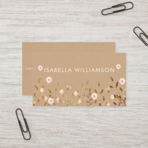Wild Blossom Glitter Floral Elegant Kraft Visitekaartje