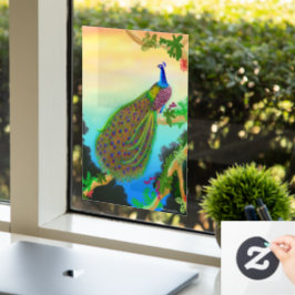 Wild Blue Indian Peacock Window Cling Raamsticker