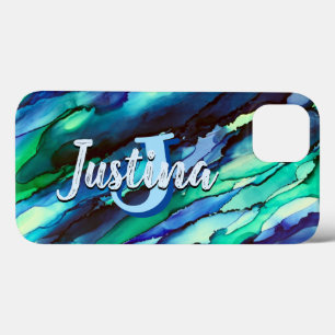 Wild Blue Oceanscape Alcohol Ink iPhone 13 Hoesje