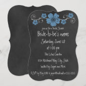 Wild Blue Rozen Chalkboard Bridal Kaart (Voorkant / Achterkant)