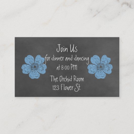 Wild Blue Rozen Chalkboard Reception Kaarten (Voorkant)