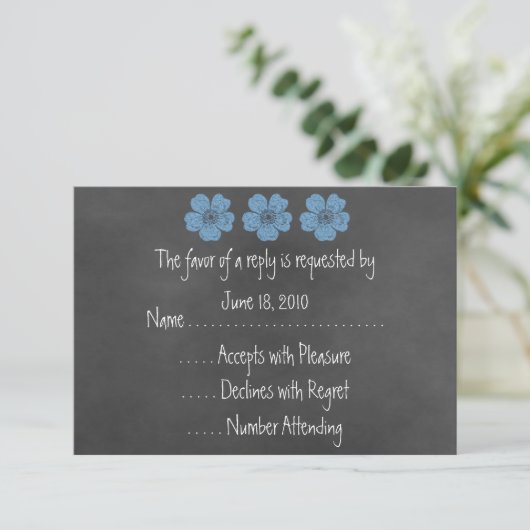 Wild Blue Rozen Chalkboard RSVP-kaarten RSVP Kaartje (Staand voorkant)