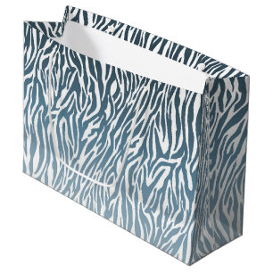 Wild Blue Zebra Print Ombre Groot Cadeauzakje