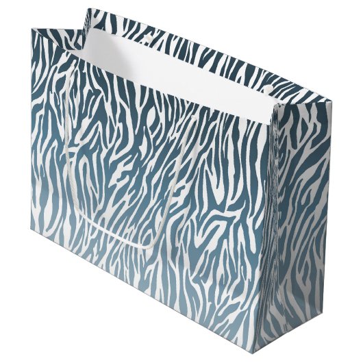 Wild Blue Zebra Print Ombre Groot Cadeauzakje (Voorkant Gekanteld)