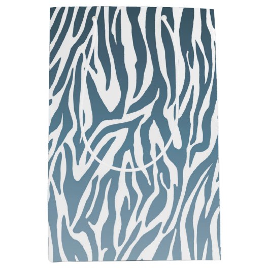 Wild Blue Zebra Print Ombre Medium Cadeauzakje (Voorkant)