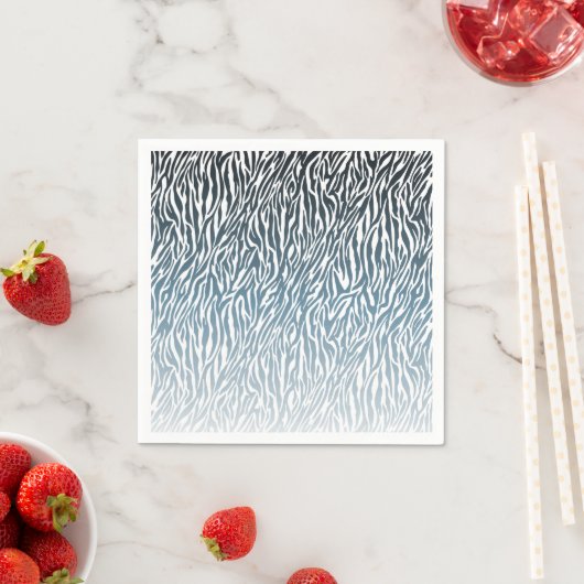 Wild Blue Zebra Print Ombre Servetten (Insitu)