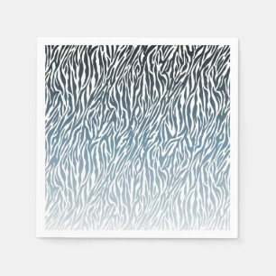 Wild Blue Zebra Print Ombre Servetten