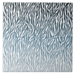 Wild Blue Zebra Print Ombre Tegeltje