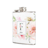 Wild Blush Botanische Letter F Monogram Heupfles (Links)