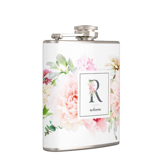 Wild Blush Botanische letter R Monogram Heupfles (Rechts)