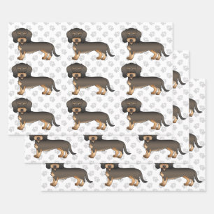 Wild Boar Draadharige Dashond Hondenpatroon & Poot Inpakpapier Vel