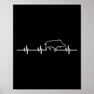 Wild Boar Heartbeat Ekg Hog Hunter Hunt Hunting Poster