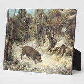 Wild Boar in de sneeuw, getekend als Courbet (nep) Fotoplaat (Zijkant)