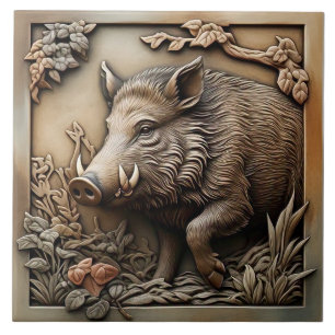 Wild Boar - Kunst en ambacht Keramische Tegel Tegeltje