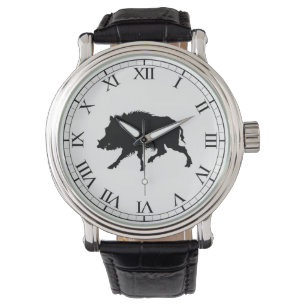 Wild Boar of Wild Pig Elegant Silhouette Horloge