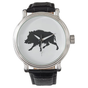 Wild Boar of Wild Pig Elegant Silhouette Horloge