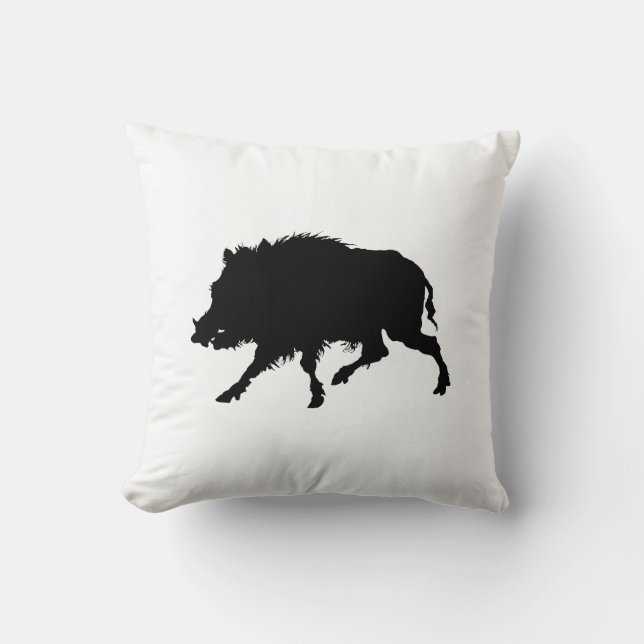 Wild Boar of Wild Pig Elegant Silhouette Kussen (Voorkant)
