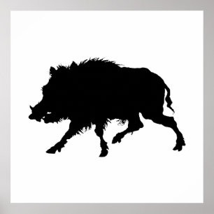 Wild Boar of Wild Pig Elegant Silhouette Poster